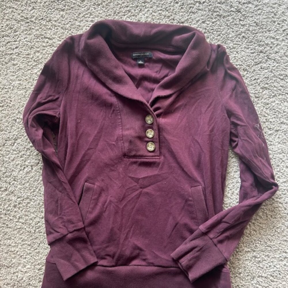Banana Republic Women's Purple Half Quarter Button Sweatshirt
